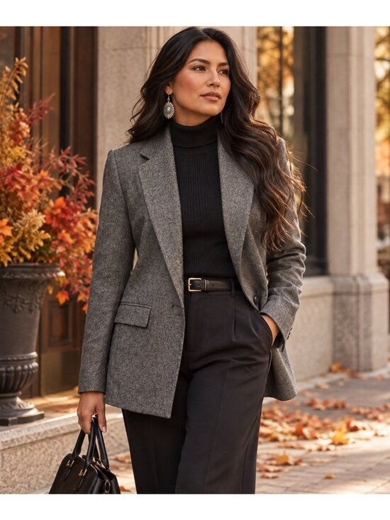 Lafayette 148 New York Jackets & Blazers - Lafayette 148 New York Blazer Size 8 Gray Silk Wool Tailored Jacket Quiet Luxury